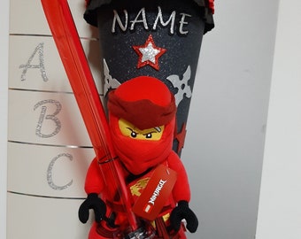 School cone candy cone Ninjago Kai Red Plush with lightsaber sturdy 85 cm blank total height 130 cm