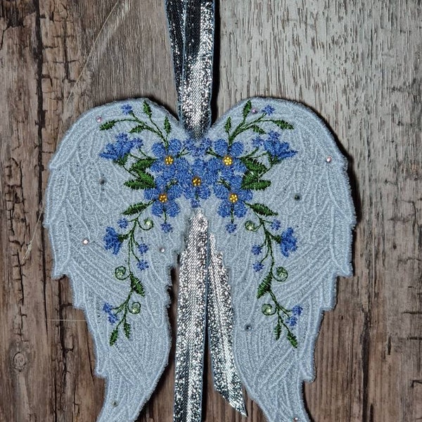Forget me not Angel Wing decoration, Christmas, in memory, loved one, lace hanger