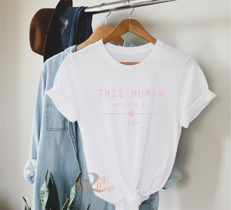 This Human Belongs to - Personalised dog T-Shirt - Dog owners Gift - Cat lover - pet owners T shirt - customised Add pet Names image 10