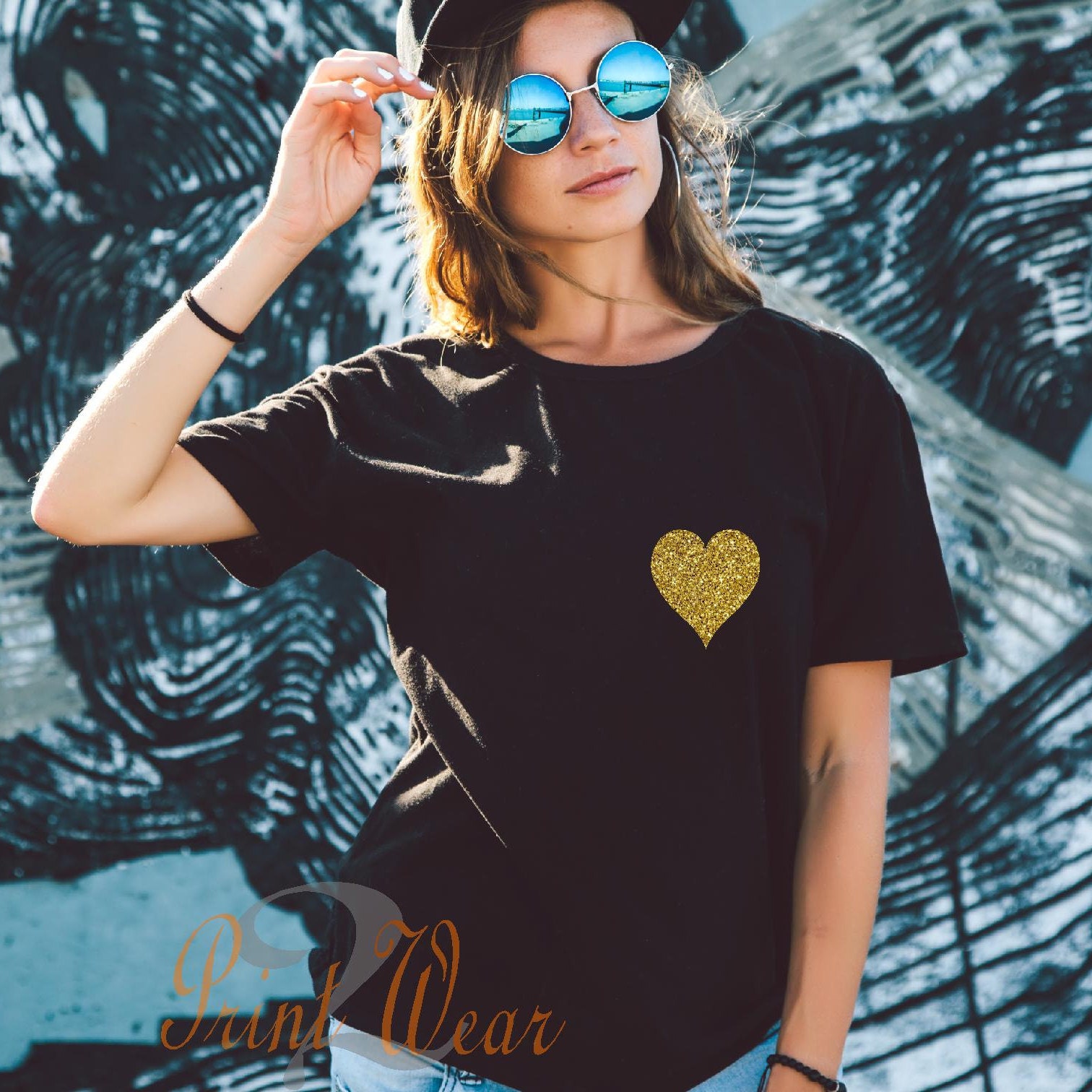 LV Inspired Glitter Heart Shirt - LV Inspired Glitter Heart Shirt -  #HeartShirt