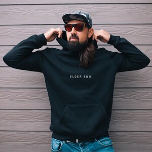 Elder Emo Hoodie / minimalist Design Sweatshirt / retired emo shirt / Unisex Trending Retro Jumper image 2