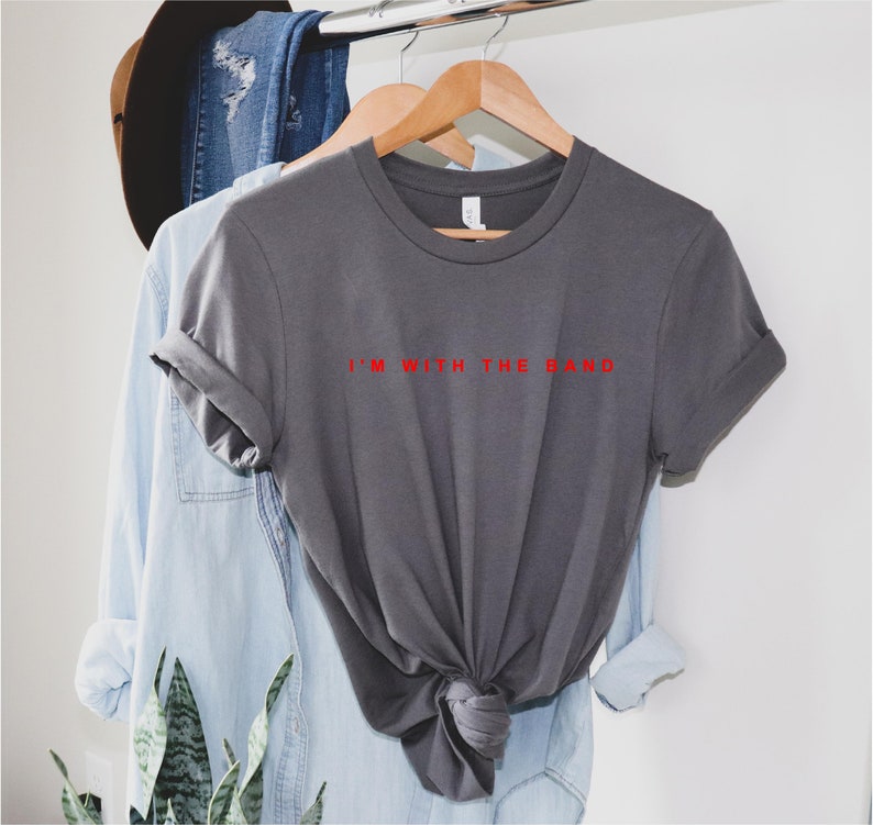 I'm With The Band - Ladies T Shirt Cute Unisex Fit funny Trending top - 100% cotton Fashion tshirt Dark grey with red