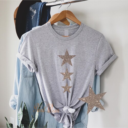 3 Glitter Star T Shirt Sparkle Tshirt With Glitter Print 100 Etsy UK