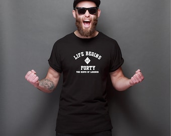 Men's Birthday T shirt / Life Begins at 30th 40th 50th 60th 70th Birthday Novelty T shirt / ideal birthday Gift