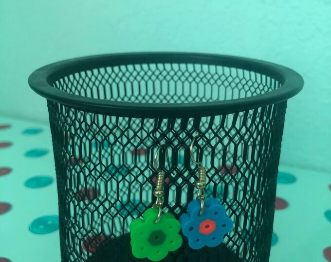 Flower perler earrings *free shipping*