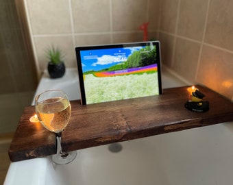 Kentmere Bath Board | Bath Caddy | BathTray | Rustic Home | Bathroom decor | Bespoke Bath Tray | Tea lights | Home ideas | iPad | bathroom