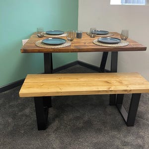 Rustic Reclaimed Timber Dining Table and Bench with Bespoke Size Options,  Choice of Leg Styles and Wax Finishes  Quick and Easy Assembly
