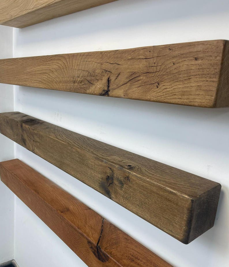 French Oak Rustic Mantel Shelf Beam - 9.5" Deep Reclaimed Wood Fireplace Mantel with Multiple Finish Options image 6