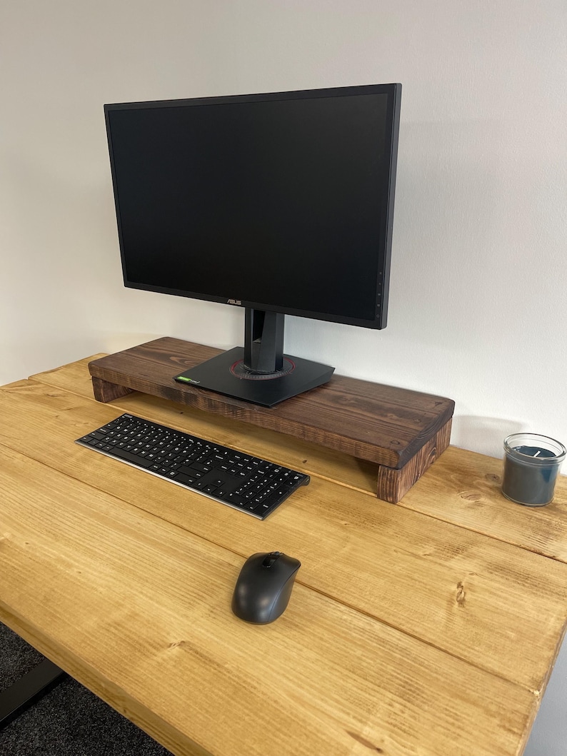 Scaffold Desk Riser Rustic Wooden Monitor Riser Shelf | Desk Organiser | Scaffold Board ...