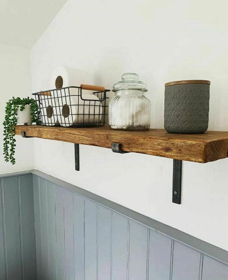 Stunning Rustic Shelf made from reclaimed Scaffold Board (Includes Brackets) Shelving, Bookshelf 