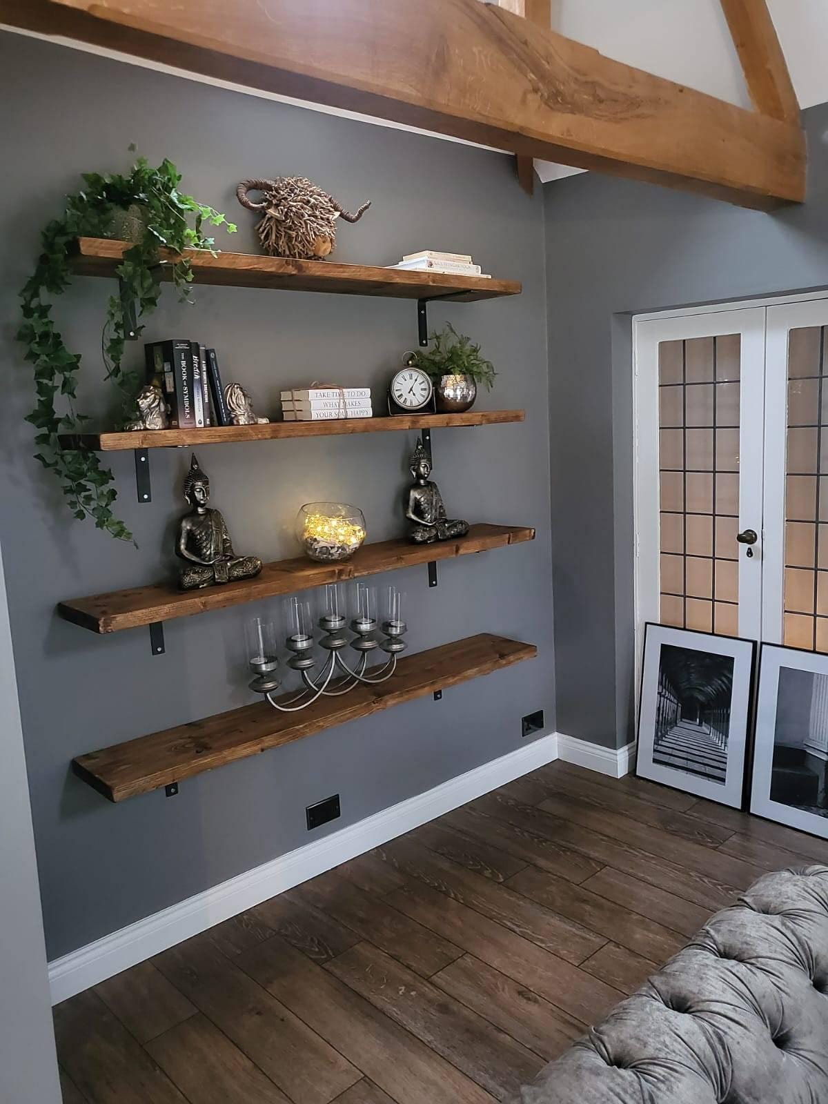 Rustic Solid Wooden Shelf Complete With Brackets Lovely Shelving