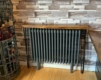 Rustic Radiator Cover with Hairpin Legs - Scaffold Board Hallway Table - Radiator Cover made from Solid Reclaimed Wood Console Table, Shelve