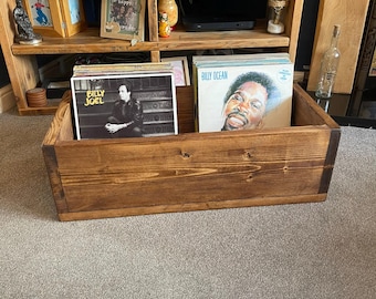 Record Storage Crate/Box - Media Storage Double Unit for Vinyl - Holds 160 Records