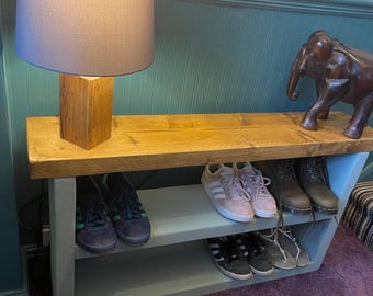 Hamdmade Solid Wood Chunky Shoe Rack/Bench,  Solid Wooden Shoe Rack, Rustic Shoe Storage, Wood Shoe Rack