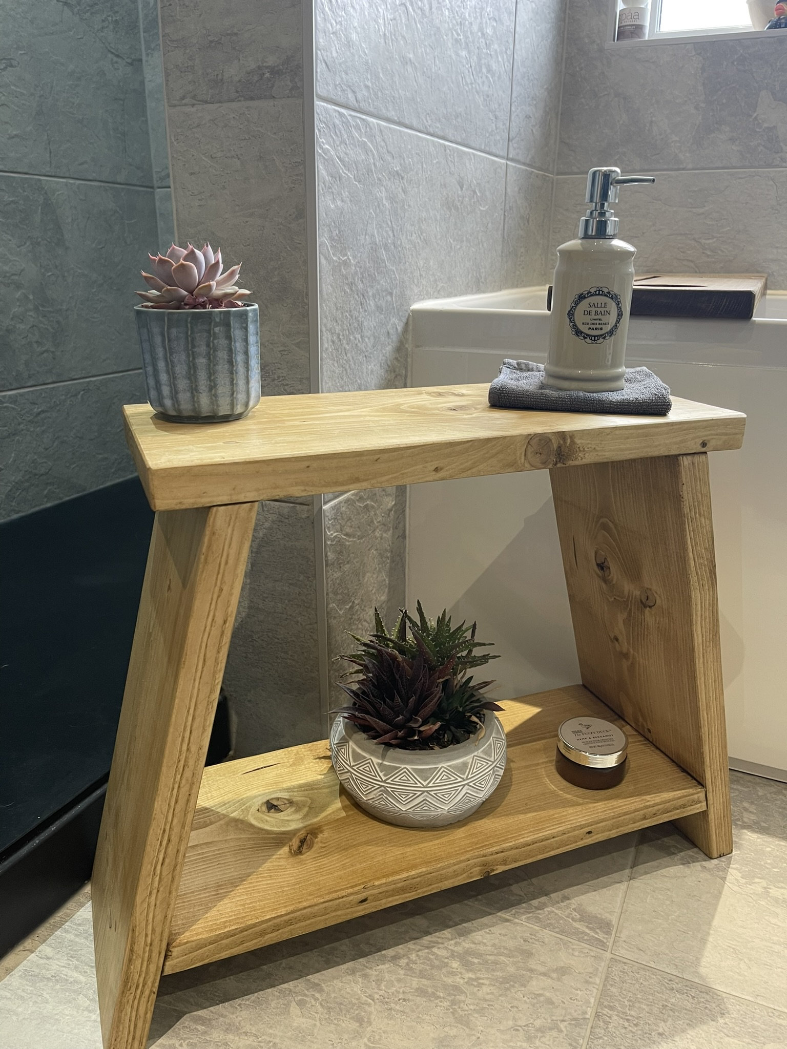 Milkmaid Rustic Wooden Side Table With Shelf, Bathroom Display Milking ...