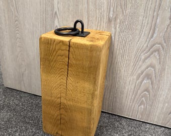 Heavy Solid Oak Door Stop 15cm x 15cm - Handmade FSC Reclaimed French Oak