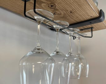 Metal Wine Glass Rail, Black Wine Rack