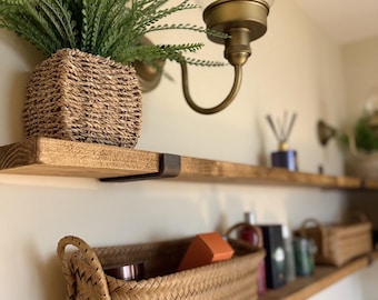 Rustic Shelf  (15cm deep) Handmade reclaimed Solid Wood, 3cm Thick | Wooden Wall Shelf | Kitchen Shelves, Shelve