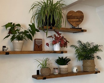 15cm Deep Solid Wood Shelf (Includes Brackets) Shelving. Reclaimed Natural Wood, Bookshelf, Shelve