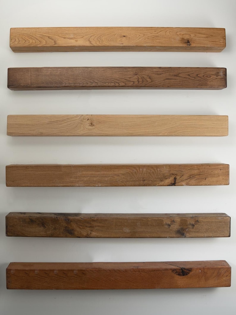 French Oak Rustic Mantel Shelf Beam - 9.5" Deep Reclaimed Wood Fireplace Mantel with Multiple Finish Options image 1