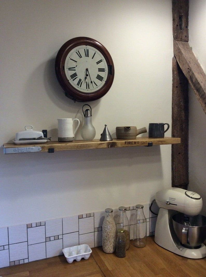 Stunning Rustic Shelf made from reclaimed Scaffold Board Includes Brackets, Bookshelf, Shelve image 7