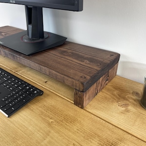 Rustic Wooden Monitor Riser Shelf | Desk Organiser | Scaffold Board | Monitor Stand