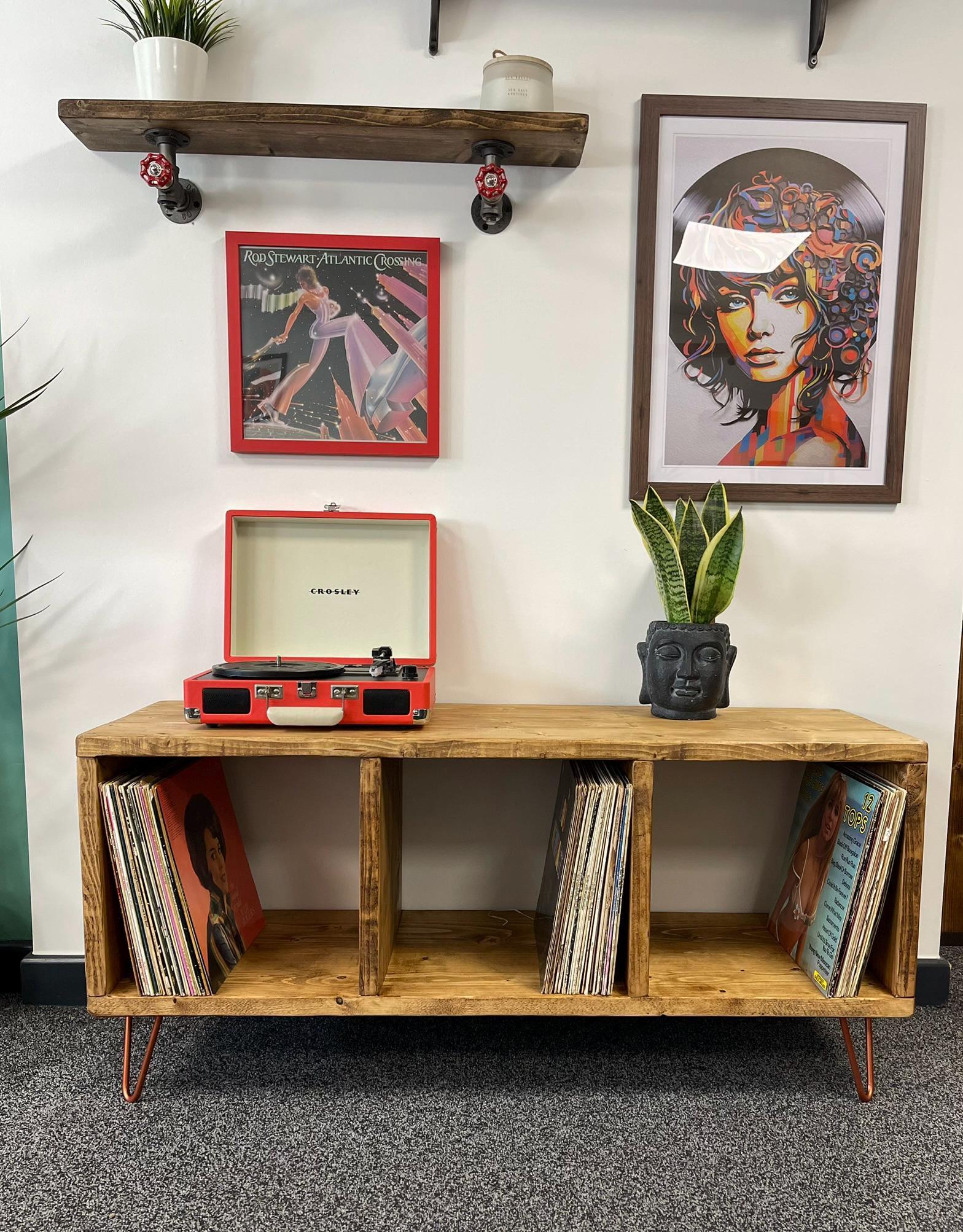 Handmade Solid Wood Rustic Record Player Stand Vinyl Storage Cabinet 3 ...