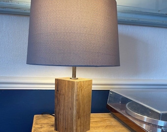 Patterdale French Oak Handmade Table Lamp - Rustic Farmhouse Style Light Fixture with Unique Grain and Custom Height Options
