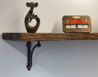 Solid Wood Shelf made from reclaimed scaffold board with Albion cast iron brackets. Shelving, Bookshelf, Shelve, Home Decor