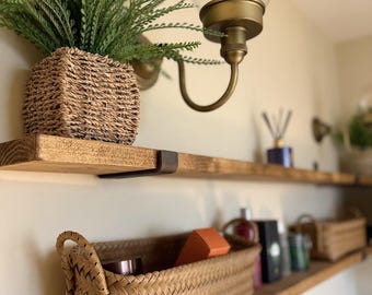 Rustic Shelf  (15cm deep) Handmade reclaimed Solid Wood, 3cm Thick | Wooden Wall Shelf | Kitchen Shelves, Shelve