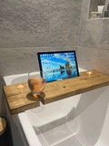Thirlmere Bath Board | Bath Caddy | BathTray | Rustic Home | Bathroom decor | Bespoke Bath Tray | Tea lights | Home ideas | iPad | bathroom