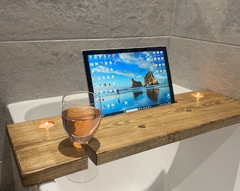 Thirlmere Bath Board | Bath Caddy | BathTray | Rustic Home | Bathroom decor | Bespoke Bath Tray | Tea lights | Home ideas | iPad | bathroom