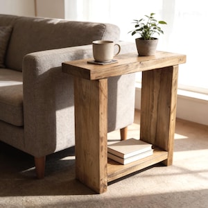 Solid Wood End Table Narrow Sofa Side Table - Various Sizes & Colours