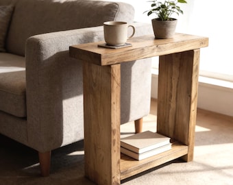 Solid Wood End Table Narrow Sofa Side Table - Various Sizes & Colours