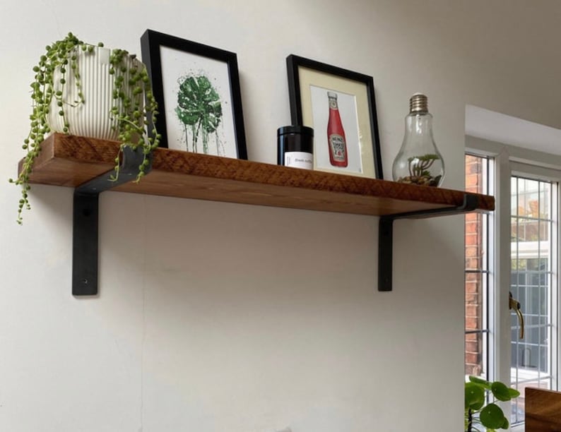Solid Wood Shelf includes Brackets Shelving 15cm Deep. Etsy UK