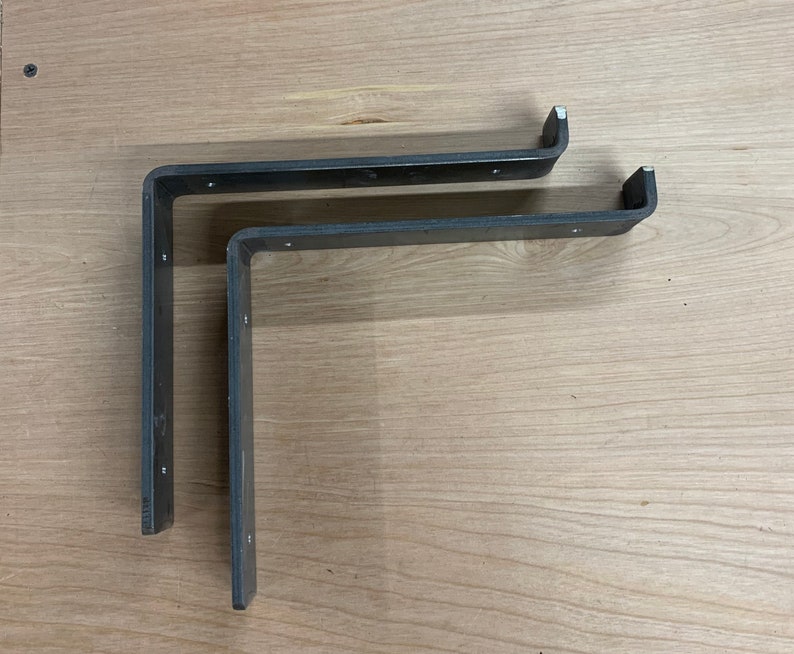 Industrial metal brackets x 2 heavy duty black. Will fit standard scaffold board, Shelve immagine 5