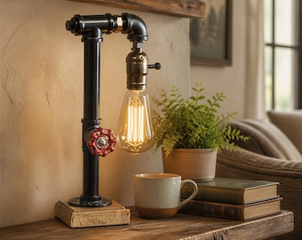 Steampunk style black table lamp