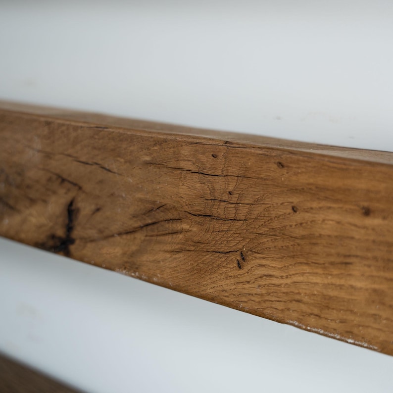 French Oak Rustic Mantel Shelf Beam - 9.5" Deep Reclaimed Wood Fireplace Mantel with Multiple Finish Options image 10