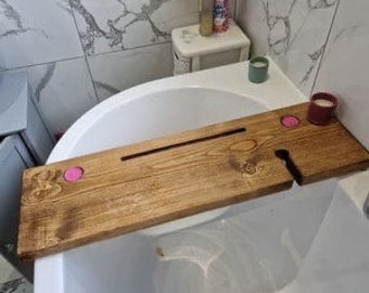 Wyedale Bath Board | Bath Caddy | BathTray | Rustic Home | Bathroom decor | Bespoke Bath Tray | Tea lights | Home ideas | iPad | bathroom