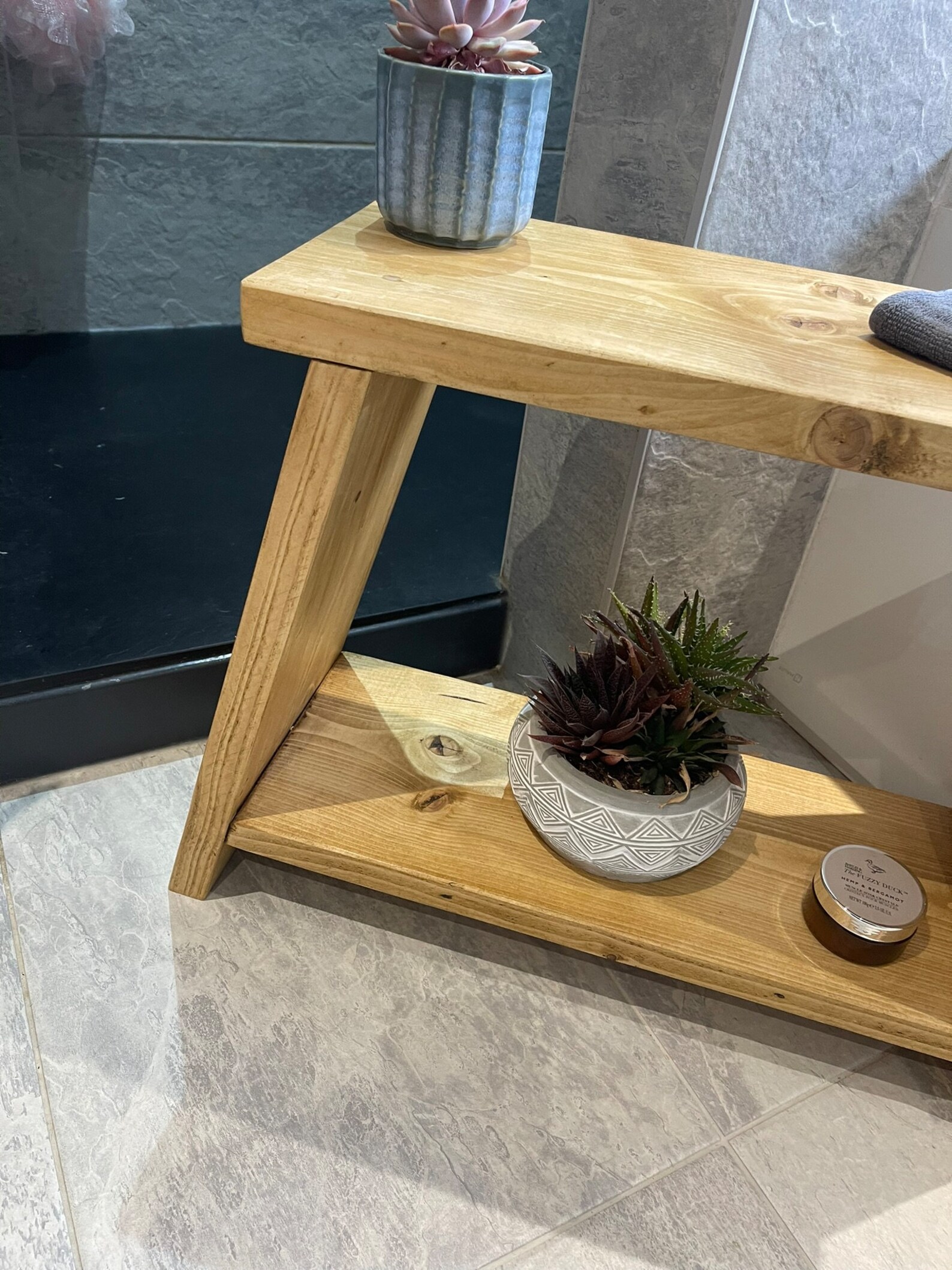 Milkmaid Rustic Wooden Side Table With Shelf, Bathroom Display Milking ...