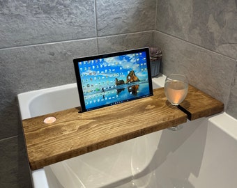 Wyedale Bath Board | Bath Caddy | BathTray | Rustic Home | Bathroom decor | Bespoke Bath Tray | Tea lights | Home ideas | iPad | bathroom