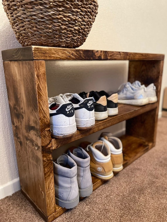 Chunky Shoe Rack Large Solid Wooden Shoe Rack Rustic Shoe Storage