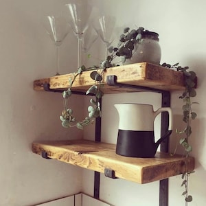 Industrial metal brackets x 2 heavy duty black. Will fit standard scaffold board, Shelve immagine 10