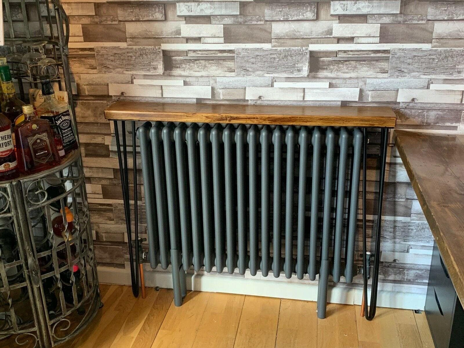 Rustic Radiator Cover Console Table with Hairpin Legs Hallway Radiator Table