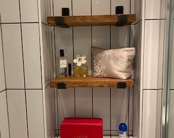 Stunning Rustic SMALL Shelf made from reclaimed Scaffold Board (Includes Brackets) Shelving 11cm deep. Ideal for the Bathroom, Bookshelf
