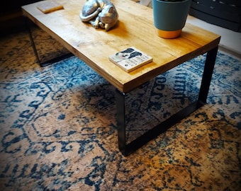 Derwent Table & Metal Legs, Wax Finish - Retro Industrial Solid Wood Reclaimed Scaffold Board, Bookshelf, Shelve