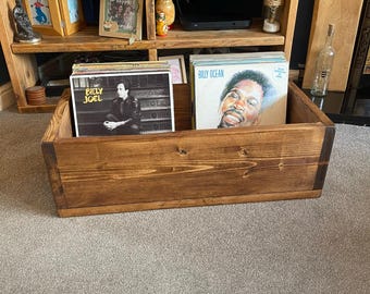Record Storage Crate/Box - Media Storage Double Unit for Vinyl - Holds 160 Records