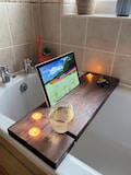Kentmere Bath Board | Caddy | BathTray | Rustic Home | Bathroom decor | Luxury Bespoke | Tea lights | Home ideas | iPad | bathroom, Shelve