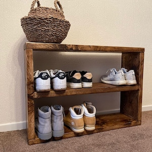 Stunning Chunky Shoe Rack | Large Solid Wooden Shoe Rack | Rustic Shoe Storage | Wood Shoe Rack | Large Boot Storage | Shoe Rack Bench
