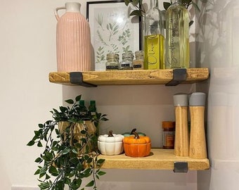 Rustic Shelf Handmade from Solid Wood, 22cm Deep, 3cm Thick | Wooden Wall Shelf | Kitchen, Shelve